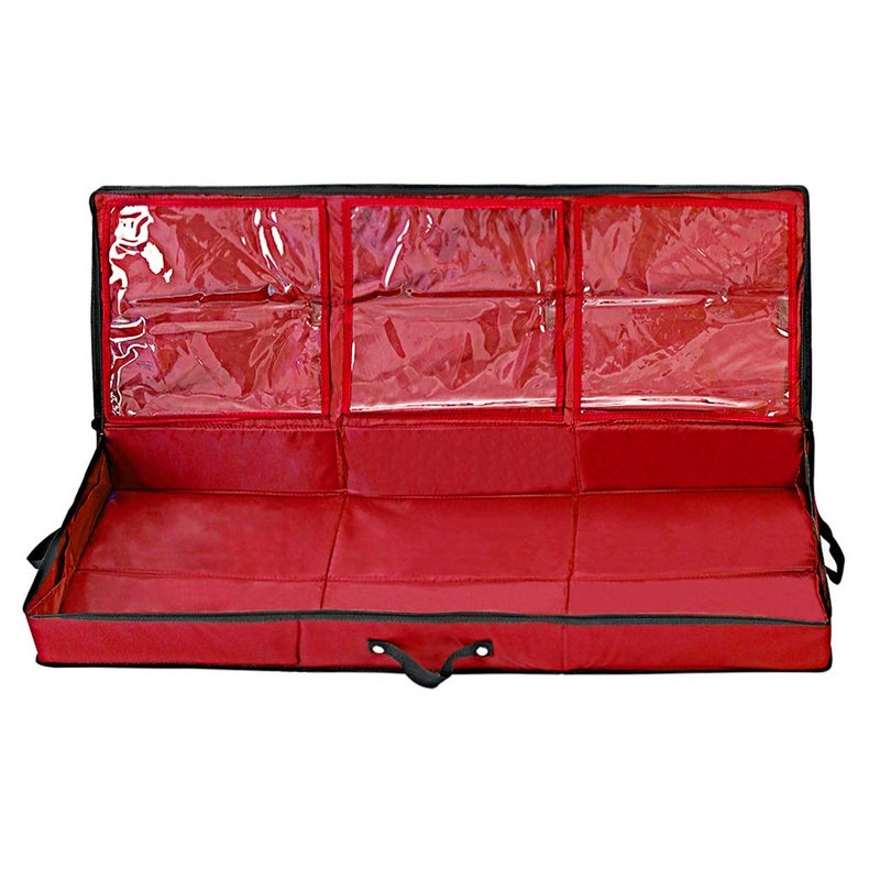 Primode Wrapping Paper Storage Container | Gift Wrap Organizer Under Bed | 41â€x14â€x6â€ | Fits 18-24 Rolls Up to 40â€ | 600D Oxford | Box Holder with Pockets for Ribbon, Bows and Accessories (Red) - Image 4
